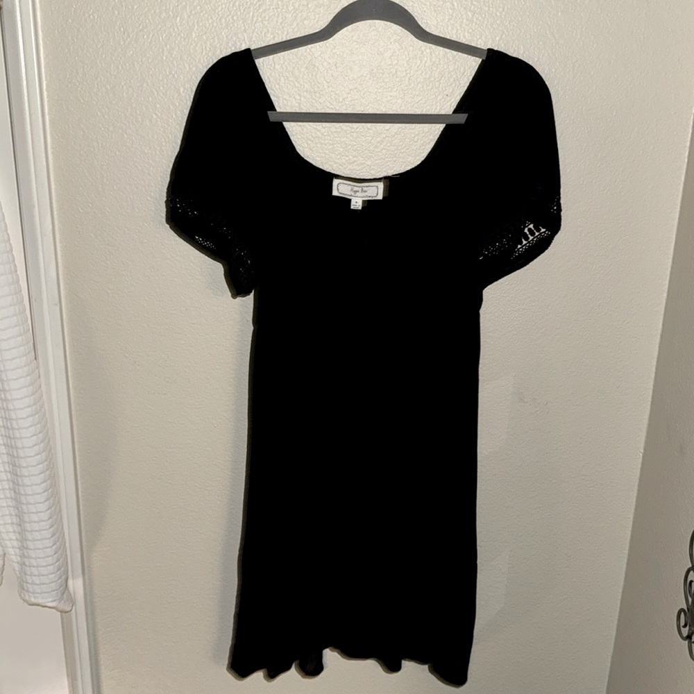 Hippie Rose Black Mini Dress, Size: M